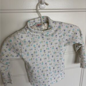 Vintage 90s Carters Girls 5T Turtleneck Floral Cotton Top